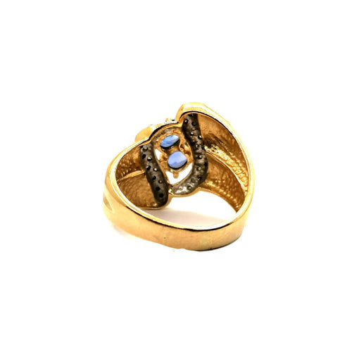 Bague 57 Bague or jaune diamants et saphirs 58 Facettes 3817