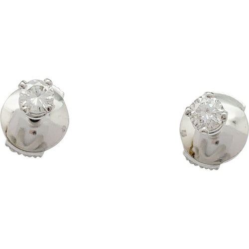 Boucles d'oreilles Puces d'oreilles en or blanc et diamants. 58 Facettes 31702
