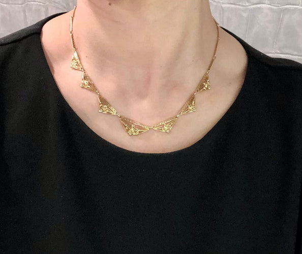 Collier Collier maille filigrane or jaune 58 Facettes