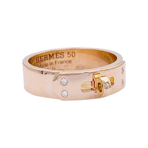 Bague 50 Bague Hermès, "Kelly", or rose, diamants. 58 Facettes 32789