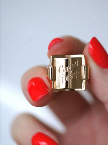 Bague Bague chevalière Carpe Diem Tank or rose 58 Facettes