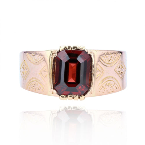 Bague 58 Bague ancienne gravée et grenat 58 Facettes 20-317