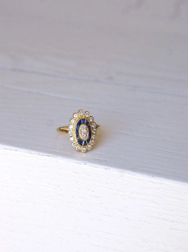 Bague style Art Deco saphirs & diamants 58 Facettes