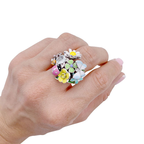 Bague 54 Bague Dior, "Diorette", or blanc, émail, aigue-marine et diamant. 58 Facettes 32965