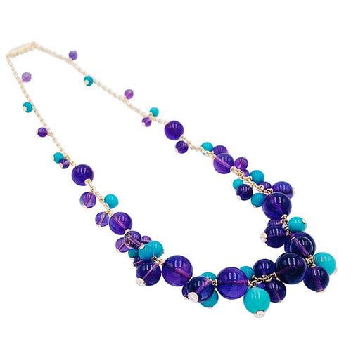 Collier Collier Cartier, "Les Délices de Goa", or rose, améthystes, turquoises et diamants. 58 Facettes 32359