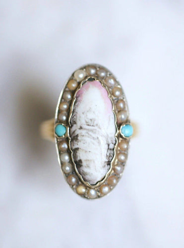 Bague Bague ancienne en or et argent, miniature sur porcelaine 58 Facettes