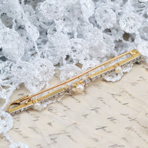 Broche Broche barrette ancienne perles fines boutons et diamants 58 Facettes 20-366