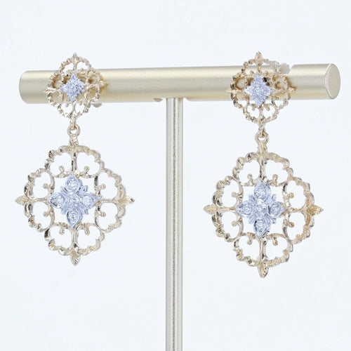 Boucles d'oreilles Pendants d'oreilles diamants ors jaune et blanc arabesques 58 Facettes YG202