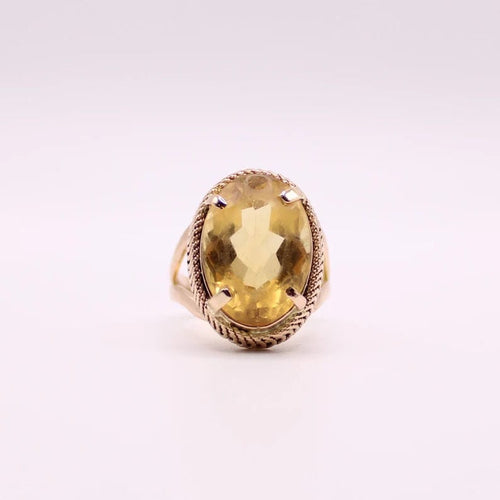 Bague Bague Vintage Citrine ovale sur or jaune 58 Facettes