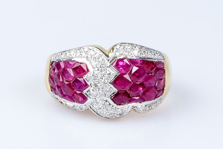 Bague Bague diamant rubis en or massif 18 carats 58 Facettes 41400026-63