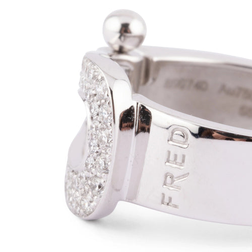 Bague Bague Fred "Force 10" or gris et diamants 58 Facettes