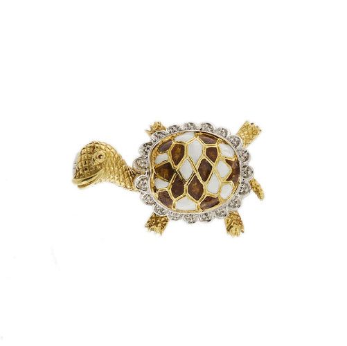 Broche Broche tortue émaillée 58 Facettes 28598
