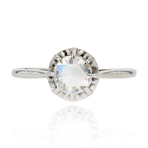 Bague 54 Solitaire diamant taillé en rose 58 Facettes 22-051