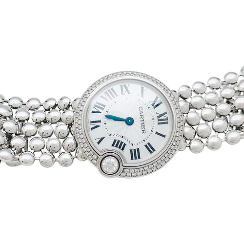 Montre Montre Cartier "Ballon Blanc" en or blanc et diamants. 58 Facettes 31118