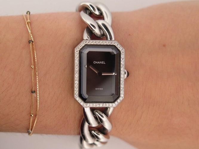 Montre vintage montre CHANEL premiere chaine gourmette gm diamant quartz 58 Facettes 253634