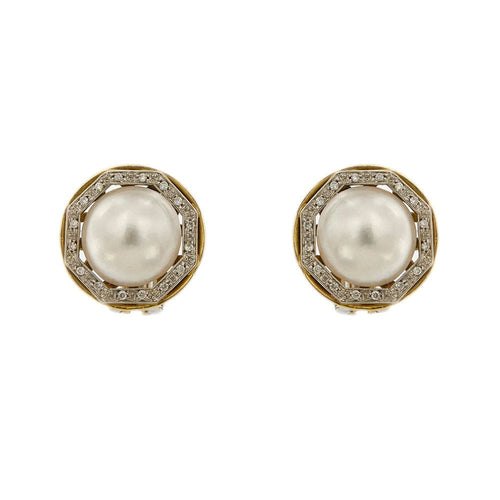 Boucles d'oreilles Boucles d'oreilles diamants et perles mabé 58 Facettes 26824