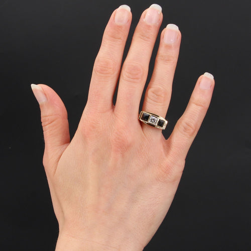 Bague 57 Bague art déco saphirs et diamants en jarretière 58 Facettes 20-123