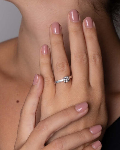 Bague 54 Bague BIJOU PRECIEUX Solitaire 4 griffes Or Blanc 58 Facettes 59275-53920