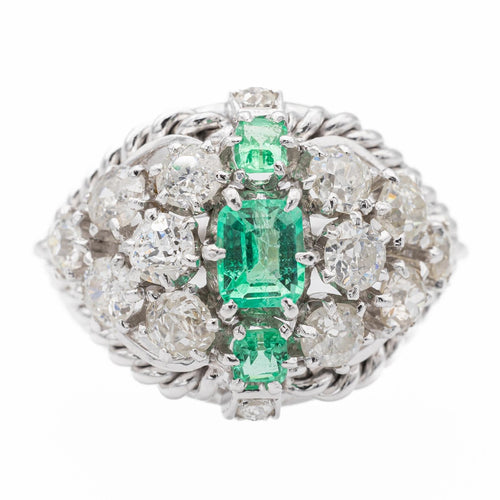 Bague 54 Bague Cocktail Or blanc Emeraude 58 Facettes 2538669CN