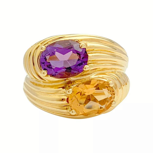 Bague 53 Bague Boucheron, "Toi et Moi", or jaune, améthyste, citrine. 58 Facettes 31432