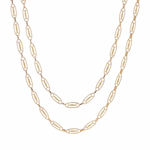 Collier Sautoir en or mailles navettes ajourées 58 Facettes 23-012