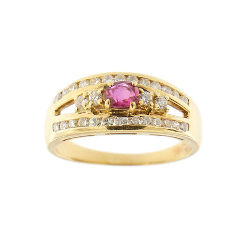 Bague 58 Bague bandeau Or jaune Diamant Rubis 58 Facettes 22744
