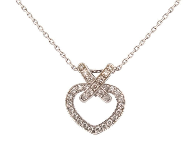 Collier collier CHAUMET pendentif coeur lien 40cm en or blanc 18k diamants 58 Facettes 247053