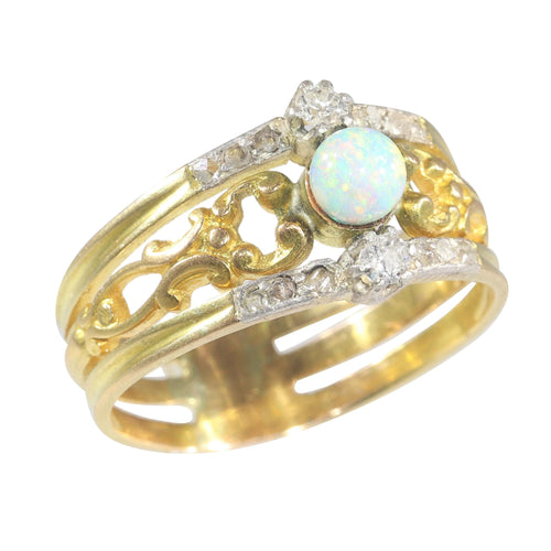 Bague 61 Bague victorienne Diamants Opale 58 Facettes 23124-0058