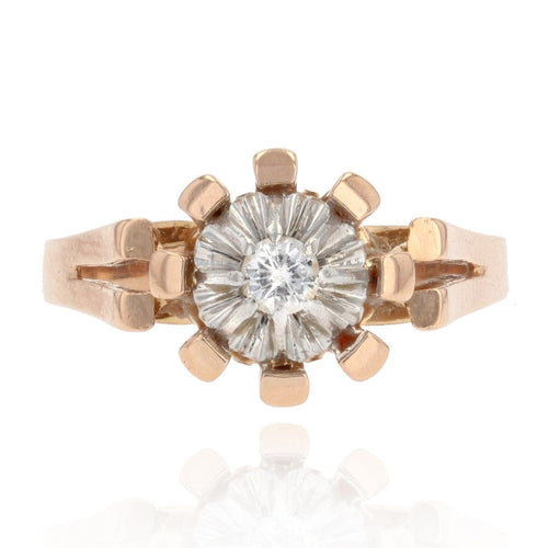 Bague 53 Bague vintage or rose solitaire diamant 58 Facettes 22-300