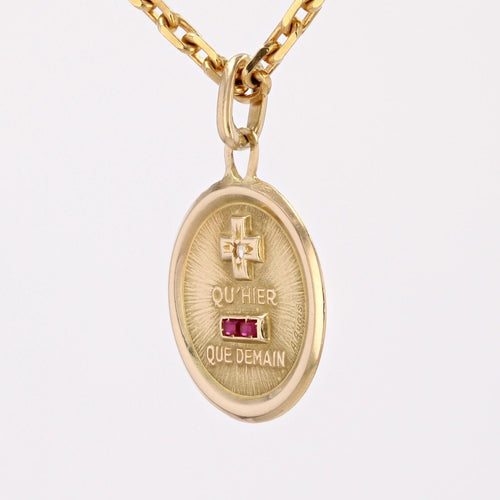 Pendentif Médaille d' Amour Augis + qu'hier - que demain 58 Facettes CVP62