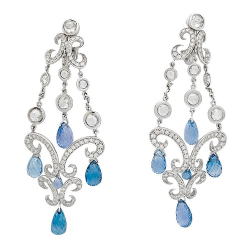 Boucles d'oreilles Boucles d'oreilles Chopard "Copacabana" en or blanc, diamants, saphirs. 58 Facettes 31568