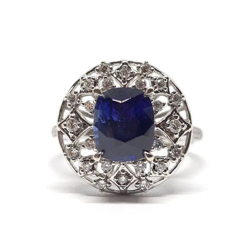 Bague Bague dentelle saphir & diamants or blanc 58 Facettes