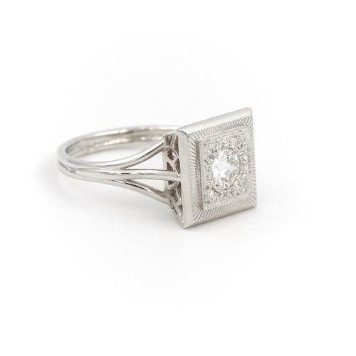 Bague 51 Bague Art déco Or blanc Diamant 58 Facettes 1783263CN