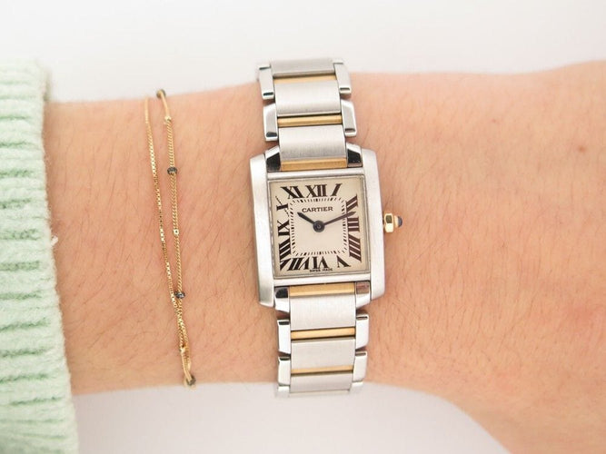 Montre montre CARTIER tank francaise pm or & acier quartz 58 Facettes 255276