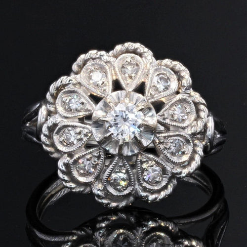 Bague 51 Bague vintage or blanc diamants 58 Facettes 21-710
