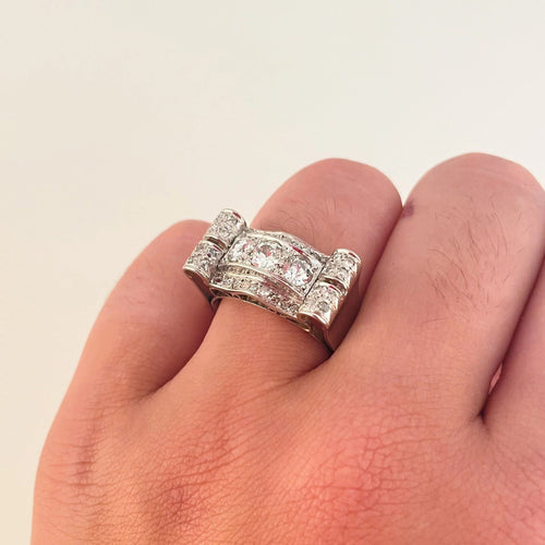 Bague Bague Tank Platine Diamants 58 Facettes 1