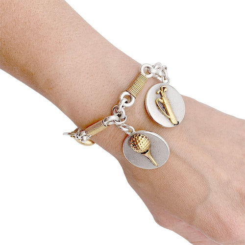 Bracelet Bracelet vintage Hermès, "Golf", or et argent. 58 Facettes 32780