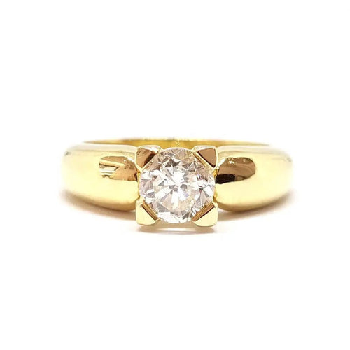 Bague Solitaire fiançailles diamant or jaune 58 Facettes