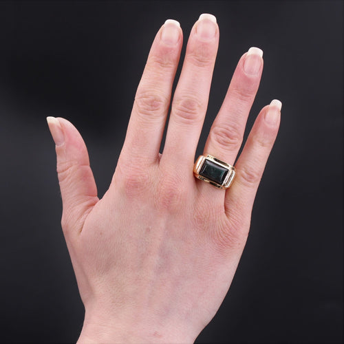 Bague 55 Chevalière en or et spectrolite 58 Facettes 23-101