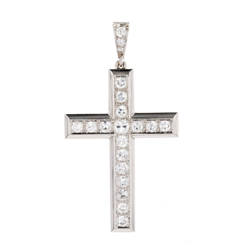 Pendentif Croix en platine et diamants 58 Facettes 22-595