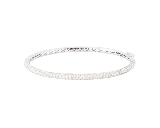 Bracelet Bracelet jonc en or gris serti de 3 lignes de diamant 58 Facettes