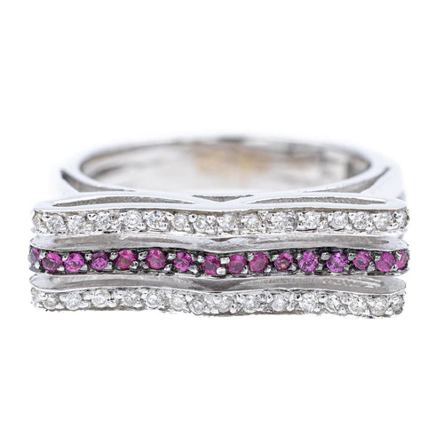 Bague 53 Bague Or blanc Saphir rose 58 Facettes 2231509CN