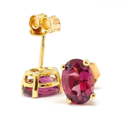 Boucles d'oreilles Boucles d'oreilles rhodolites ovale or jaune 58 Facettes