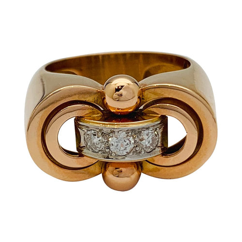 Bague 57 Bague tank or rose, blanc et diamants. 58 Facettes 31900