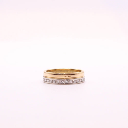 Bague Alliance or jaune diamants 58 Facettes