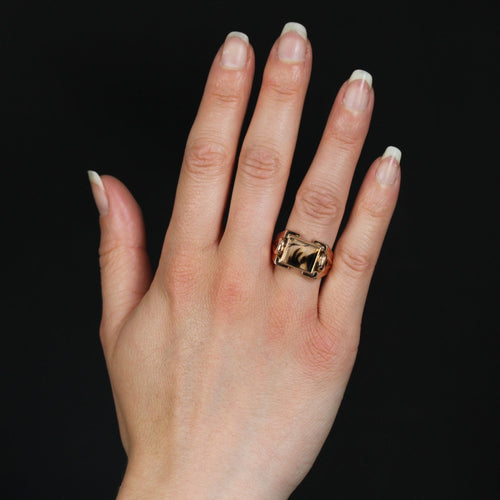 Bague 60 Chevalière ancienne agate naturelle et or 58 Facettes 23-127