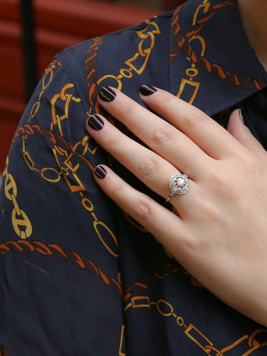 Bague Bague Art Déco platine diamants 58 Facettes J14