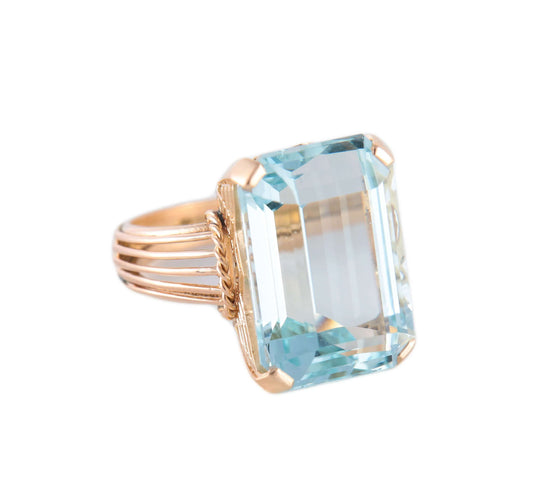 Bague BAGUE "SOUVERAINE" OR JAUNE & AIGUE-MARINE 58 Facettes BO/220116