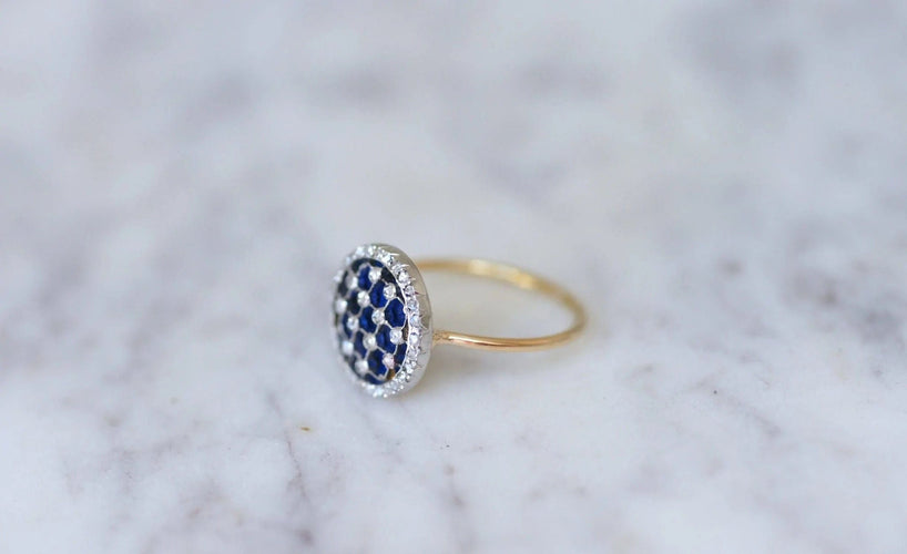 Bague Bague damier, émail, et diamants 58 Facettes