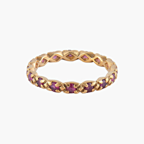 Bague 52 / Rubis / Or Jaune ALLIANCE "ROUGE" OR & RUBIS 58 Facettes BO/220065